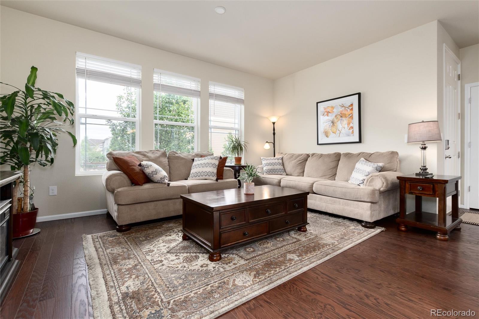 Great room with hardwood floors