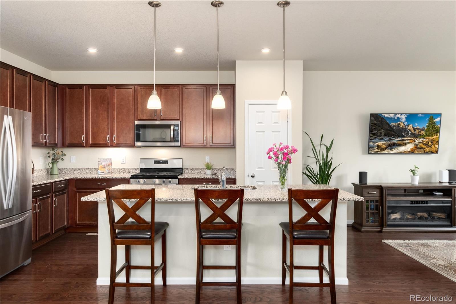 Kitchen with granite island